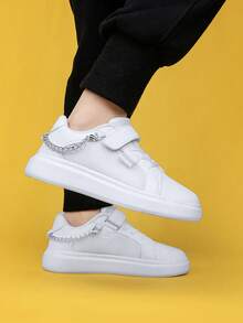 秋天風格白色鞋帶鐵鏈條裝飾適用於後至開學季 - 白色 - 查看 4