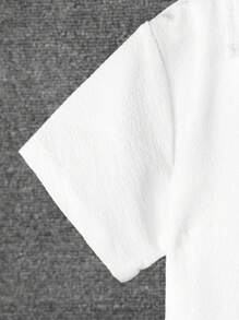 SHEIN Tween Boy Solid Pocket Patched Button Up Shirt With Shorts Without Tee - White - View 4