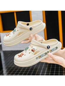 1pair Fashionable Cartoon Character Daily Unisex Sneakers For Youth - Beige - View 2