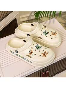 1pair Fashionable Cartoon Character Daily Unisex Sneakers For Youth - Beige - View 4