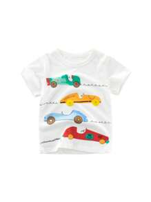Chico joven Camiseta con estampado de coche - Blanco - Ver 1