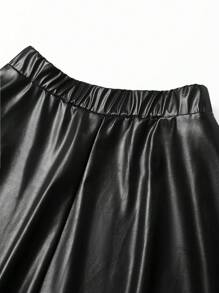 SHEIN Clasi Hơn Laser Cut Cắt vỏ sò chất liệu da PU Váy kèn đồng - màu đen - Xem 5