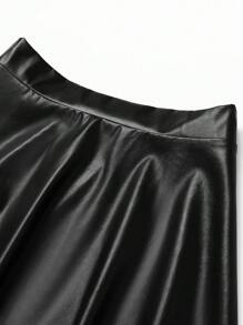 SHEIN Clasi Hơn Laser Cut Cắt vỏ sò chất liệu da PU Váy kèn đồng - màu đen - Xem 6
