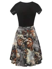 Floral Print Slant Pocket Dress