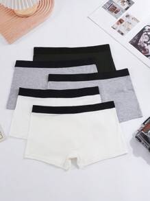 男士5入組字母圖案織帶拼接平角內褲 - 彩色 - 查看 2