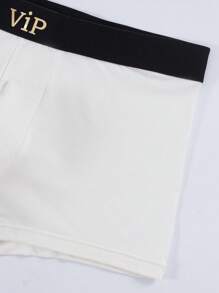 男士5入組字母圖案織帶拼接平角內褲 - 彩色 - 查看 5