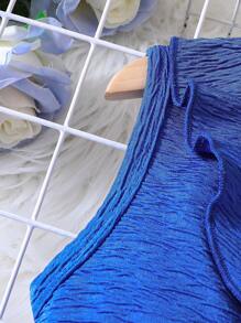 SHEIN Young Girl Ruffle Trim Belted Jumpsuit - Blue - View 4