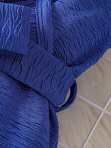 SHEIN Young Girl Ruffle Trim Belted Jumpsuit - Blue - View 5