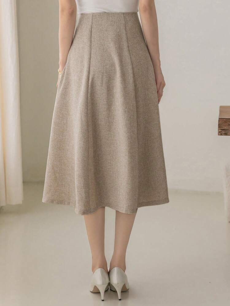 High Waist Solid Flare Skirt,Back To School Clothes