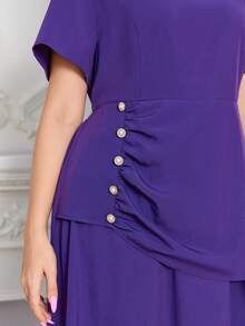 Modelyn Plus Button Detail Ruched Dress