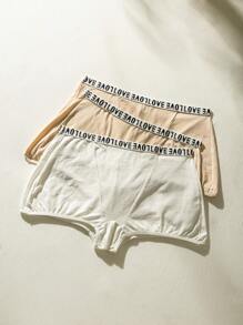 SHEIN 3入組字母圖案平角褲 - 彩色 - 查看 1