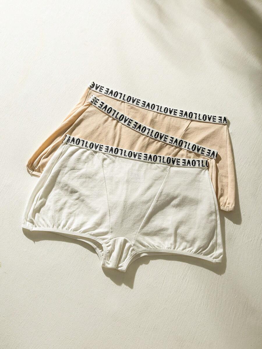 SHEIN 3入組字母圖案平角褲 - 彩色 - 查看 1