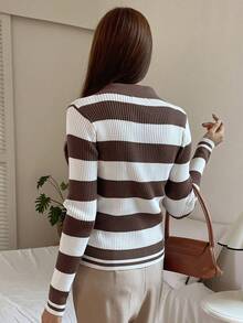 DAZY 條紋圖案條紋針織套頭毛衣 - 彩色 - 查看 2