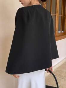 DAZY Chất rắn Mở Mặt trước Cape Blazer - màu đen - Xem 8