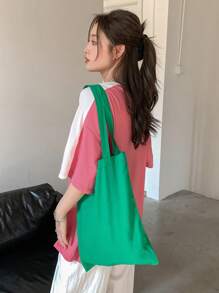 DAZY 标语图案落肩T恤休闲拥抱未来生活是一连串的享受时刻，不仅仅是为了生存在这平凡的生活中，我们必须看到生活的美好，让爱 - 粉色 - 查看 4