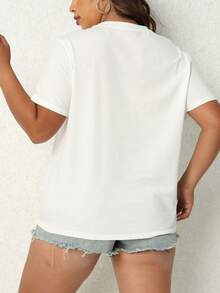 SHEIN Essnce Hơn Đồ họa Hoạt hình Áo thun - trắng - Xem 2