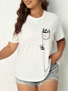 SHEIN Essnce Hơn Đồ họa Hoạt hình Áo thun - trắng - Xem 4