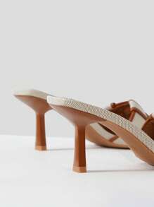 MOTF PREMIUM BRAIDED HEELED MULE SANDALS, VACATION SHOES, SUMMER BACK TO SCHOOL SHOES, COLLEGE STUDENT SHOES, SPRING BREAK EASTER PROM HEELS FOR CHRISTMAS VALENTINE'S DAY - Brown - View 7