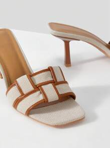 MOTF PREMIUM BRAIDED HEELED MULE SANDALS, VACATION SHOES, SUMMER BACK TO SCHOOL SHOES, COLLEGE STUDENT SHOES, SPRING BREAK EASTER PROM HEELS FOR CHRISTMAS VALENTINE'S DAY - Brown - View 8