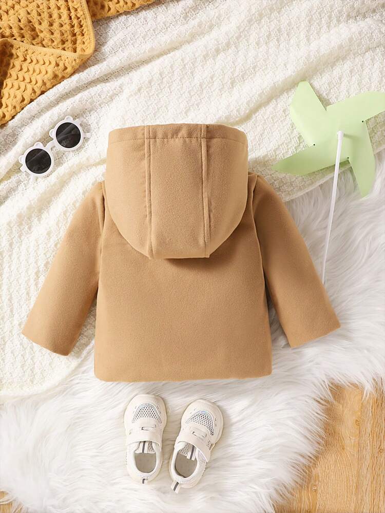 Baby Girl Flap Pocket Hooded Duffle Coat