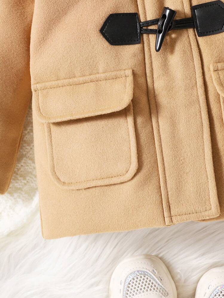 Baby Girl Flap Pocket Hooded Duffle Coat