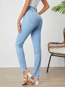 SHEIN Tall Chất rắn Quần jean ôm - Rửa nhẹ - Xem 2