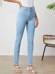 SHEIN Tall Chất rắn Quần jean ôm - Rửa nhẹ - Xem 6
