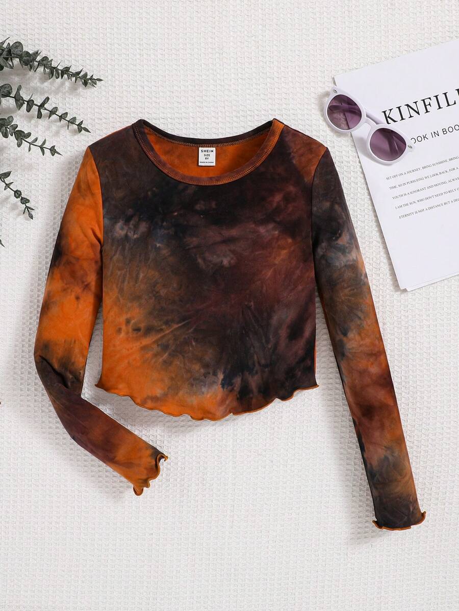 女大童紮染木耳邊T恤 - 彩色 - 查看 1