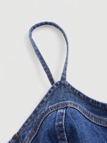 Firerie 拉鏈開襟緊身上衣吊帶牛仔上衣