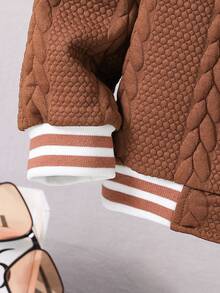 Chàng trai trẻ Thư được vá Sọc trang trí Áo khoác Đại học Without Tee - màu nâu - Xem 4