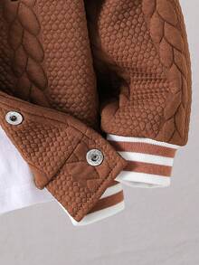 Chàng trai trẻ Thư được vá Sọc trang trí Áo khoác Đại học Without Tee - màu nâu - Xem 5