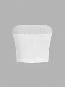 SHEIN EZwear Top bandeau con estampado de motocicleta y slogan - Blanco - Ver 2