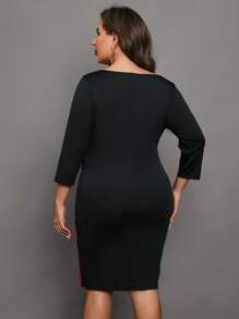 SHEIN Clasi Hơn Khối màu Cổ không đối xứng Váy bodycon - Nhiều màu - Xem 2