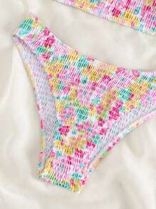 Swim Vcay 女式夏季沙滩泳衣花朵褶饰比基尼套装