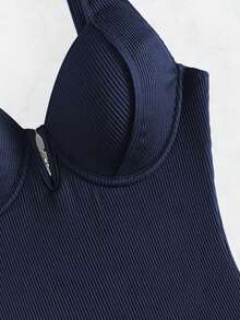 肩上打結鋼圈連體泳衣