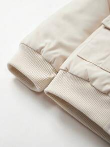 Cozy Pixies Baby Fleece Lined Thick Hooded Solid Colour Jacket Coat With Fuzzy Collar - Beige - View 5