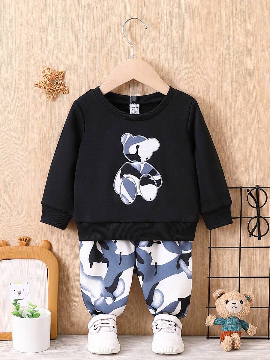 女嬰小熊刺繡衛衣和衛褲 - 彩色 - 查看 1