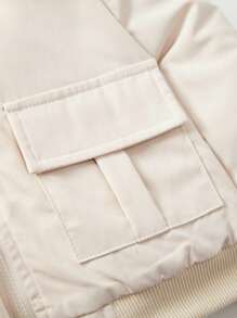 Cozy Pixies Baby Fleece Lined Thick Hooded Solid Colour Jacket Coat With Fuzzy Collar - Beige - View 9