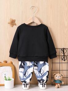 女嬰小熊刺繡衛衣和衛褲 - 彩色 - 查看 2