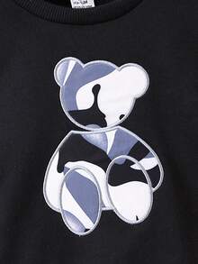 女嬰小熊刺繡衛衣和衛褲 - 彩色 - 查看 3