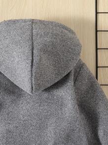 SHEIN Young Boy Marled Knit Teddy Lined Hooded Overcoat