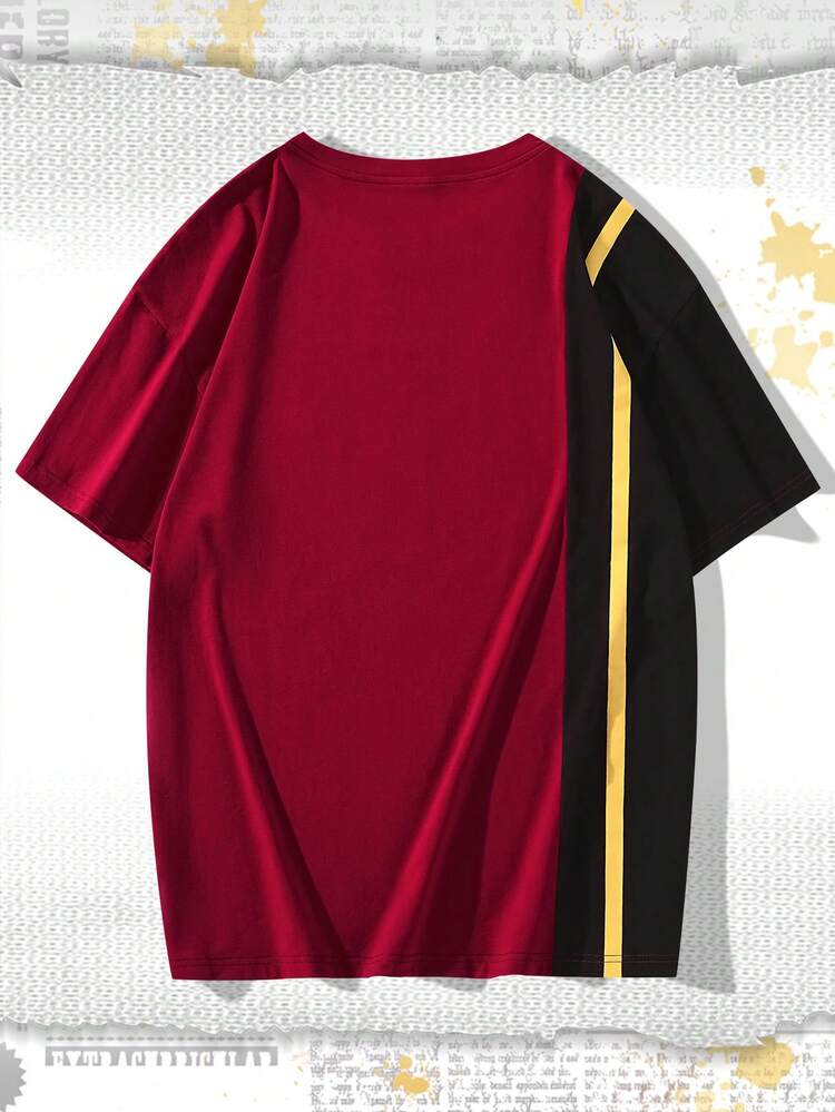 ROMWE MEN Harry Potter | ROMWE Hombres Camiseta con estampado de letra de color combinado - Multicolor - Añade 2