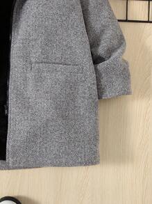 SHEIN Young Boy Marled Knit Teddy Lined Hooded Overcoat