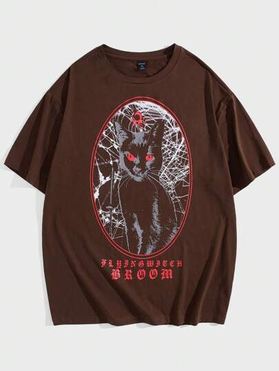 Goth Guys Cat & Letter Graphic Tee