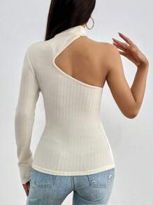 SHEIN Essnce Asymmetrical Neck Ribbed Knit Tee