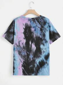 SHEIN EZwear Plus Tie Dye Skull Print Tee, Summer - Multicolor - View 2