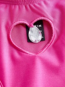 SHEIN ICON Heart Cut Out Tube Bodycon Dress - Hot Pink - View 5