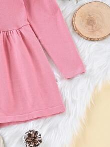 SHEIN Young Girl Button Front Smock Dress - Pink - View 3