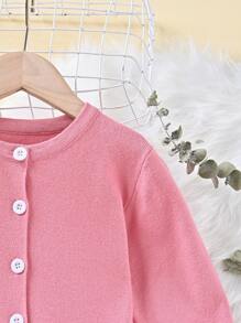 SHEIN Young Girl Button Front Smock Dress - Pink - View 4