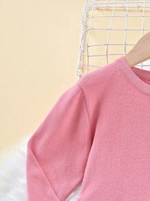 SHEIN Young Girl Button Front Smock Dress - Pink - View 6